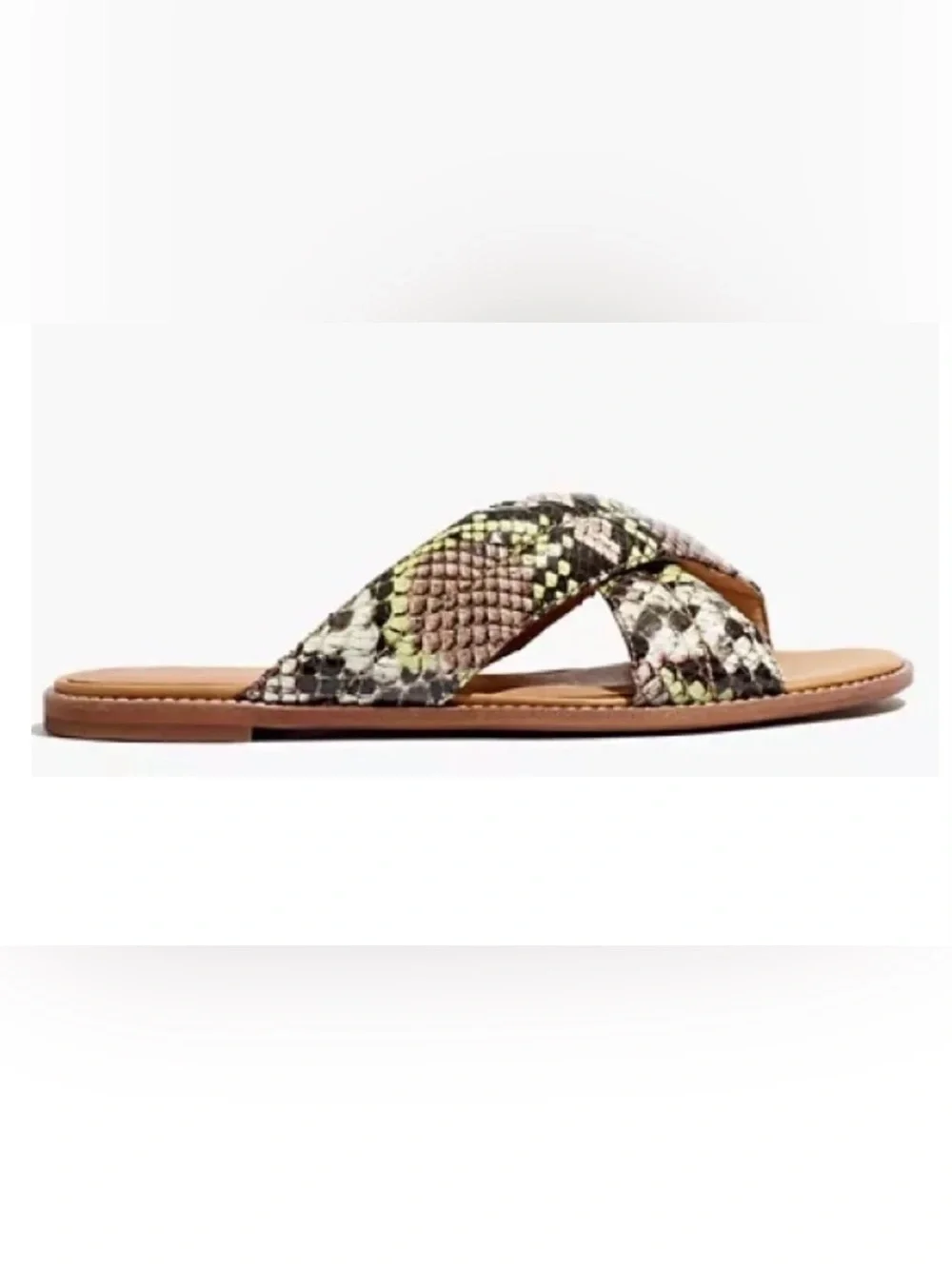 Madewell Skyler Slide Snake-Print Leather Embossed Flat